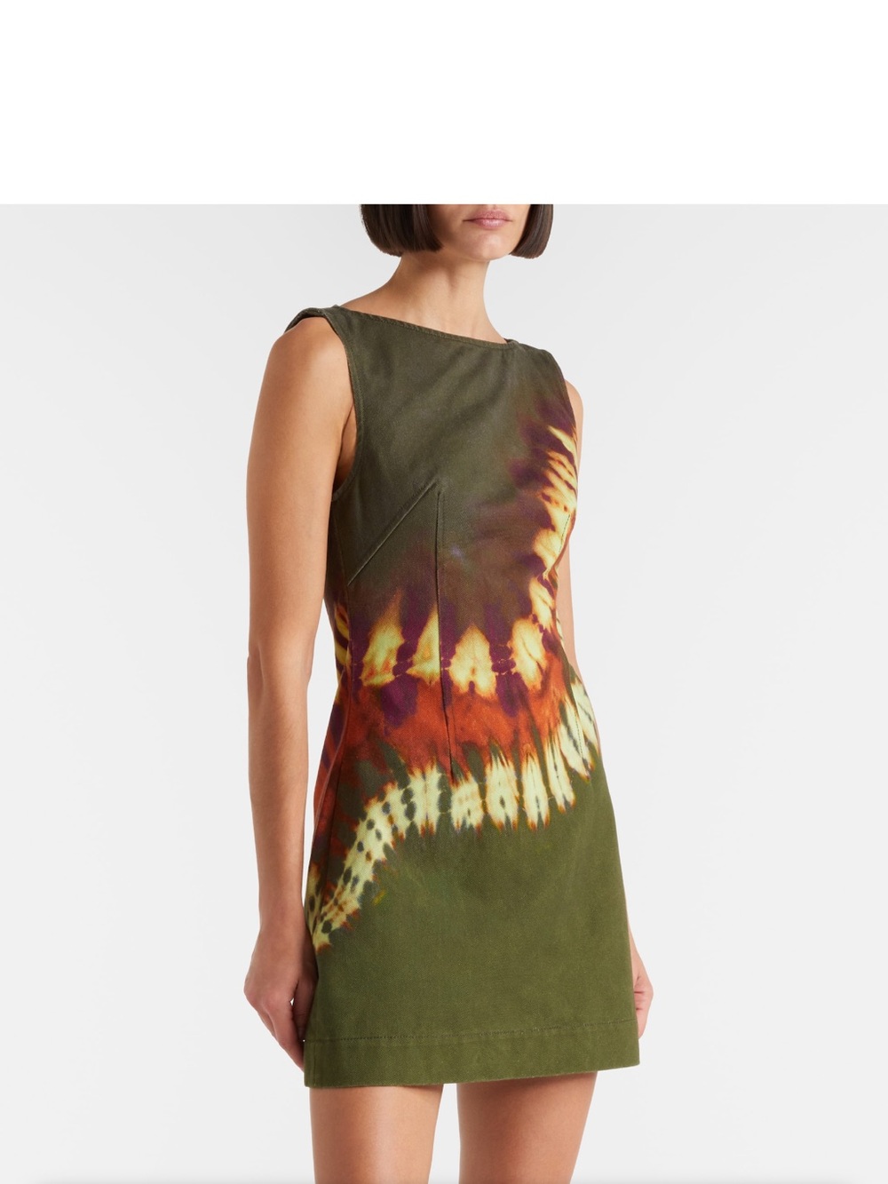Alemais Olive Green Tie-Dye Sleeveless Mini Dress